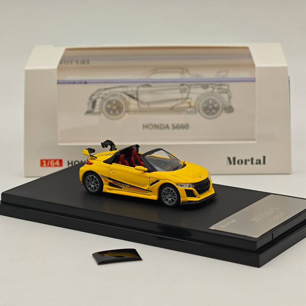 Mortal 1:64 Honda S660 Mugen Cabriolet avec capote Jouets moulés sous pression Modèles de voitures Collection Cadeaux Édition limitée