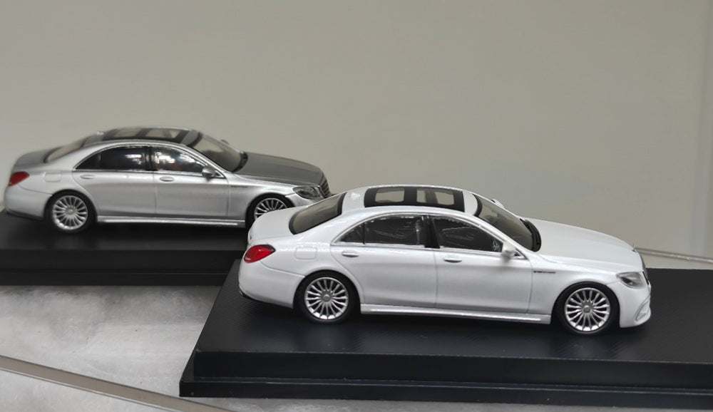 MJ 1:64 Mercedes Benz S65 AMG W222 Diecast Toys Car Models Collection Gifts Limited Edition White/Silver