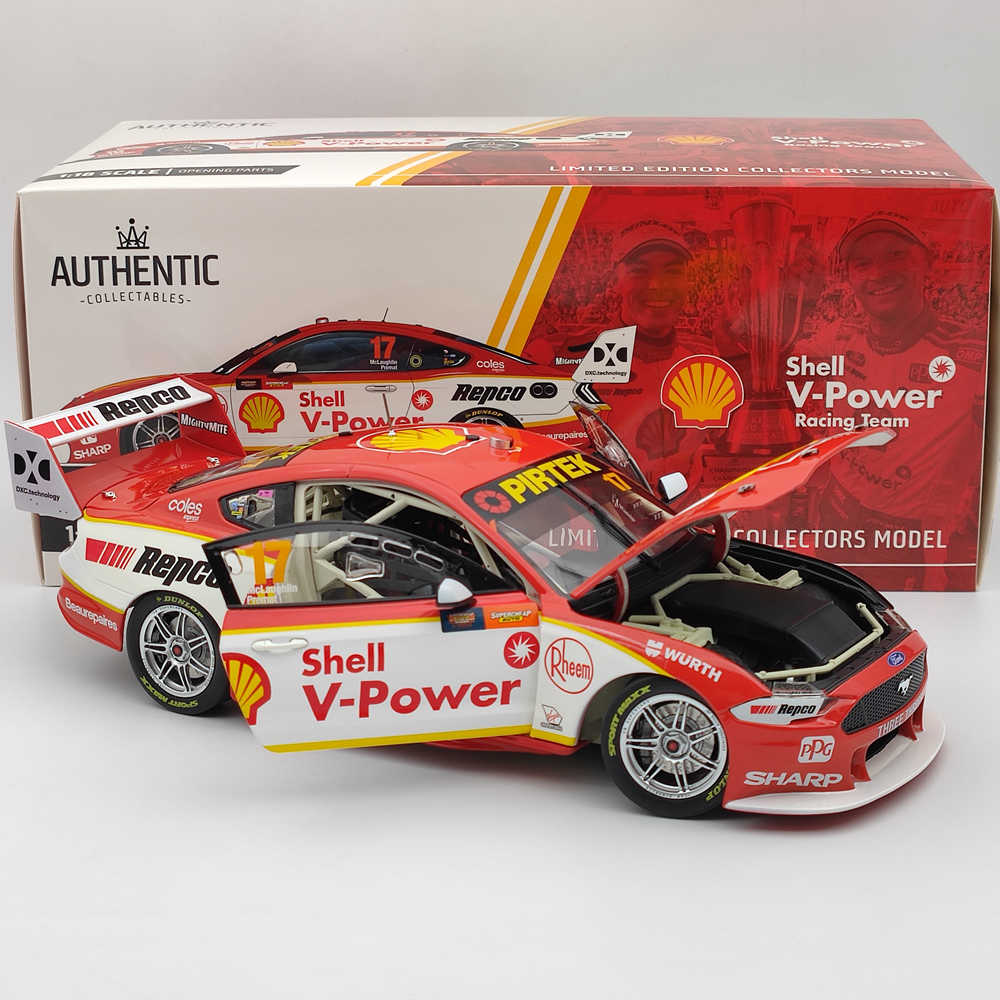 1/18 Authentique Shell V-Power Racing Team #17 Ford GT Mustang 2019 McLaughlin's Diecast Models Car Collection limitée Jouets Cadeau