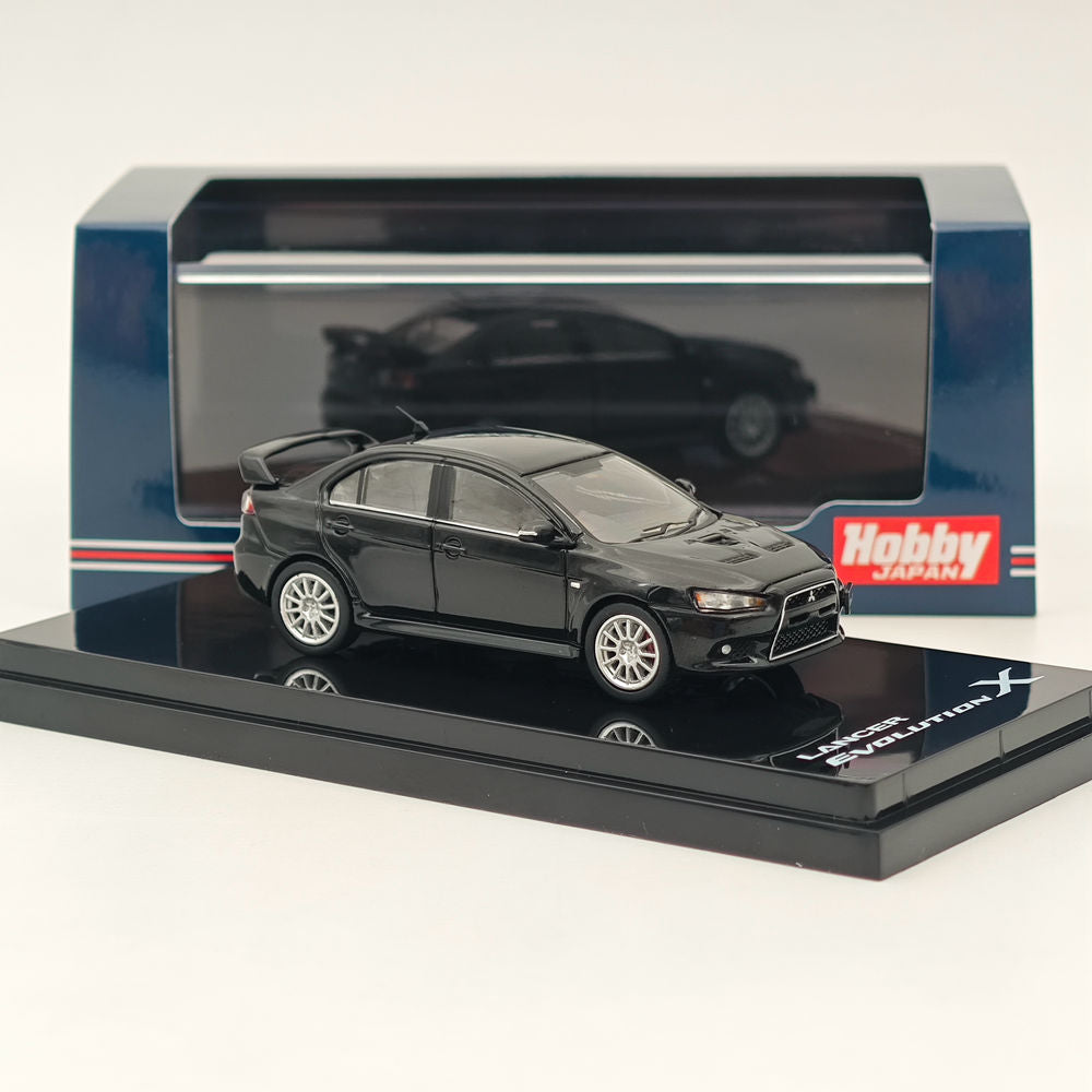Hobby Japan 1/64 Mitsubishi Lancer Evolution X Phantom Black Pearl HJ641053ABK Modèle de voiture moulé sous pression Collection limitée
