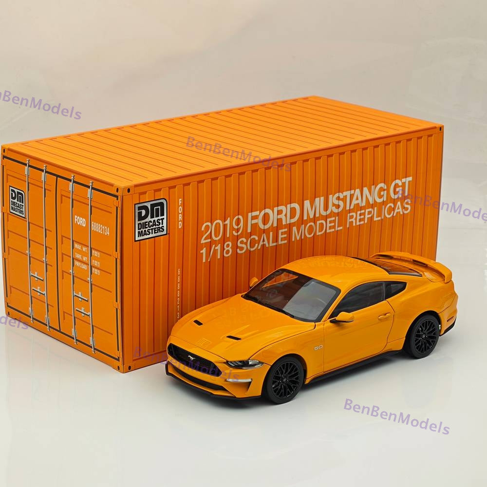 DM 1/18 Scale Replicas Ford Mustang GT 2019 Widebodykit Pack LHD Orange Fury