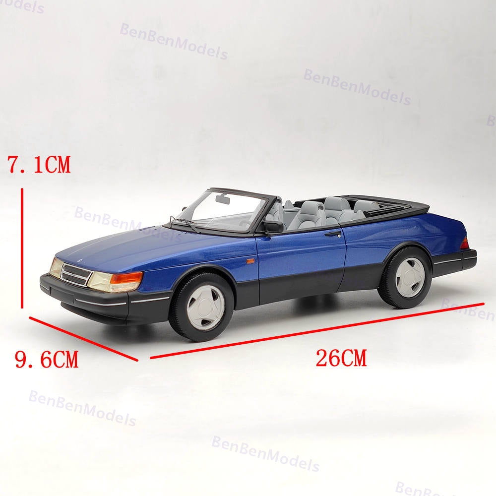 1/18 BOS 1987 Saab 900 Cabrio Blue BOS165 Resin Model Car Limited Collection