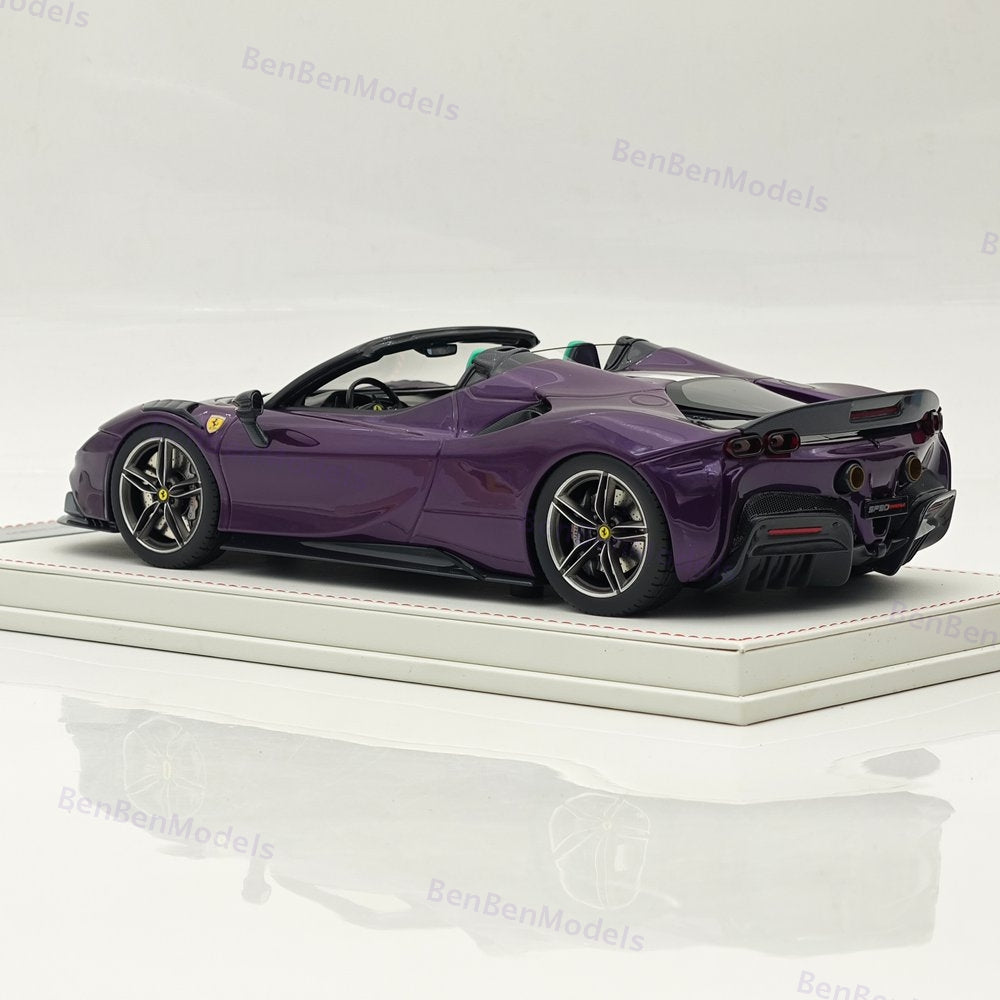 CE 1/18 Ferrari SF90 Spider Supercar Car Purple Resin Model Limited Collection