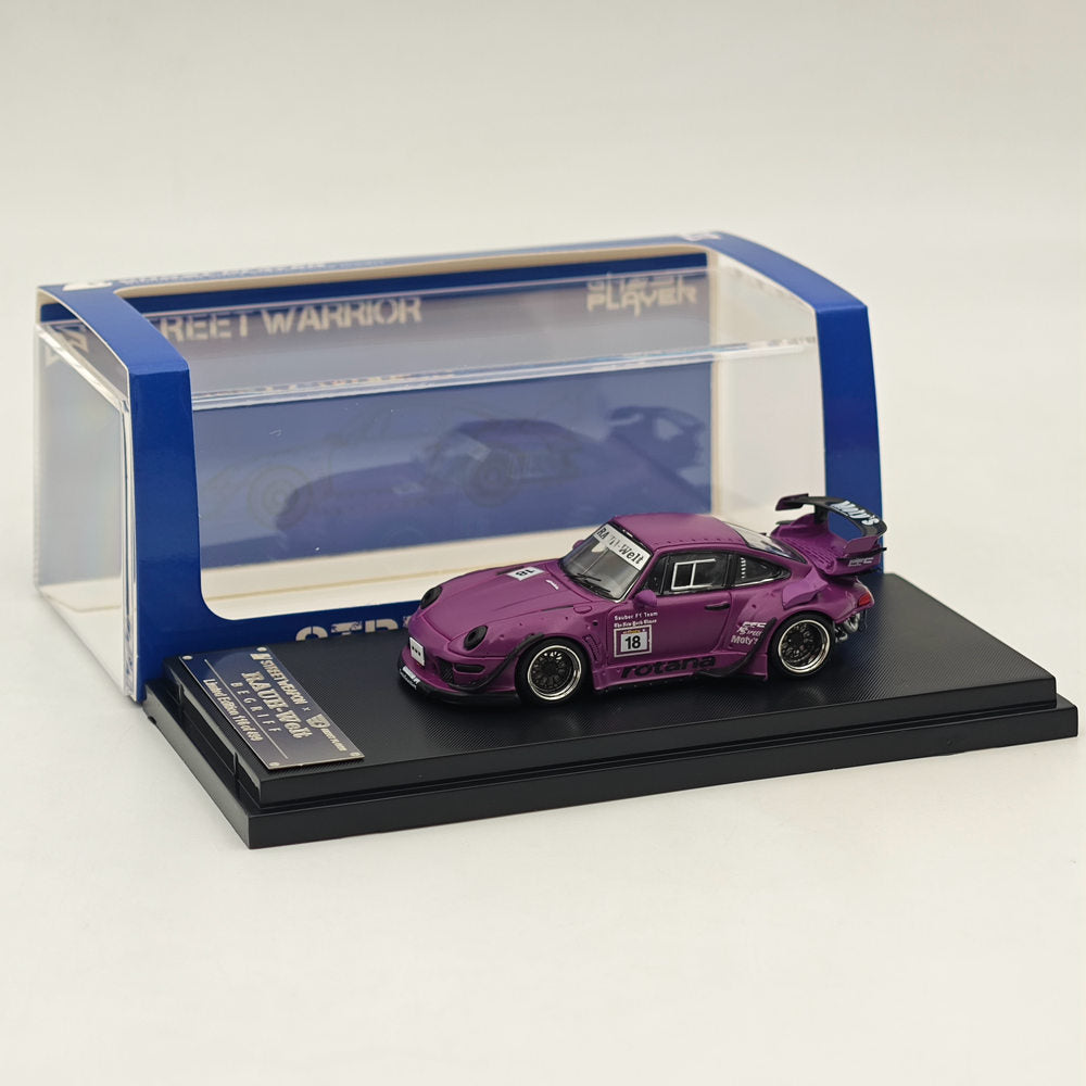 1:64 SW Purple 911 RWB 993 Apple #18 Racing Sports Model Diecast Metal Car