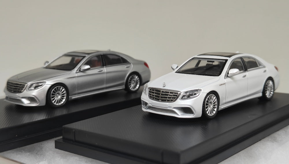 MJ 1:64 Mercedes Benz S65 AMG W222 Diecast Toys Car Models Collection Gifts Limited Edition White/Silver