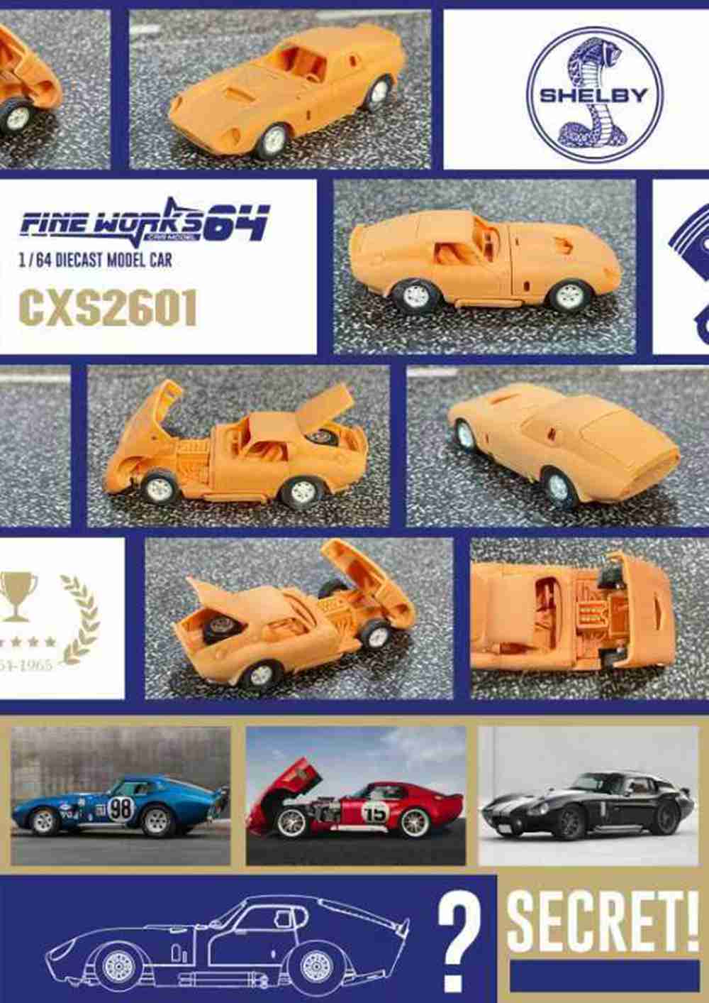 Fine Works 1:64 Shelby Cobra Daytona Coupe Miniature Hobby Diecast Toys Car Models Collection Gifts