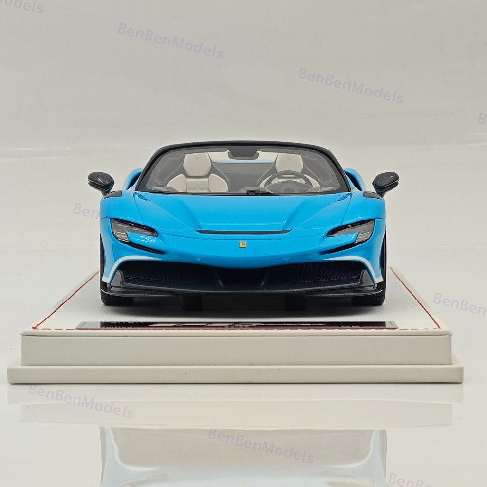 CE 1/18 Ferrari SF90 Spider Supercar Car Blue Resin Model Limited Collection
