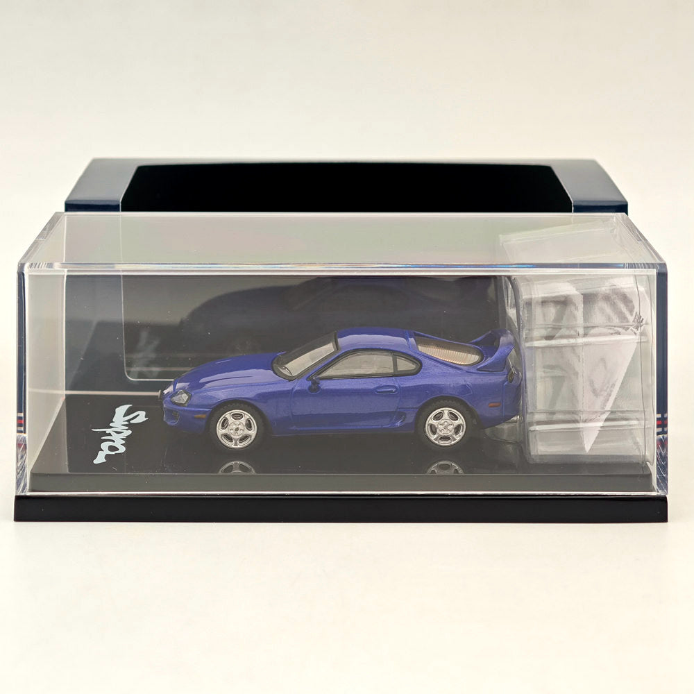 Hobby Japan 1/64 Toyota SUPRA RZ JZA80 avec pièces de spoiler actif Bleu HJ642042BL Modèles moulés sous pression Collection de voitures