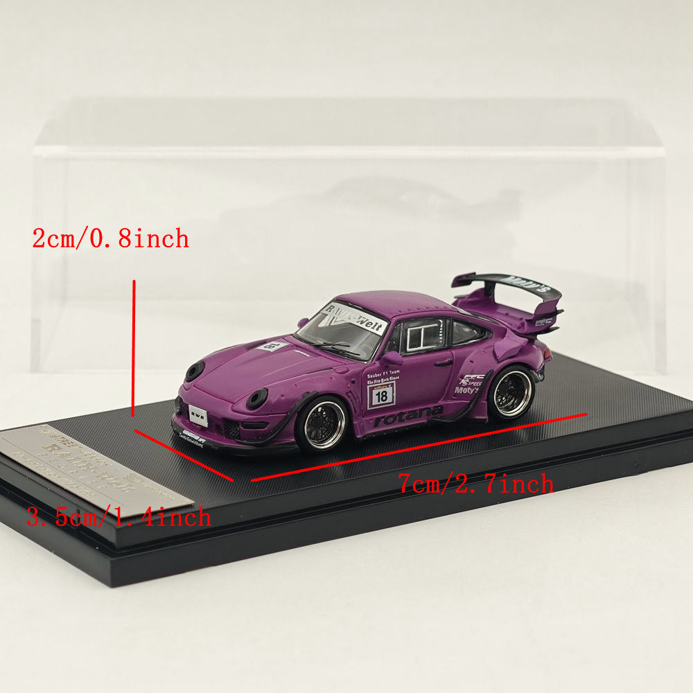1:64 SW Purple 911 RWB 993 Apple #18 Racing Sports Model Diecast Metal Car
