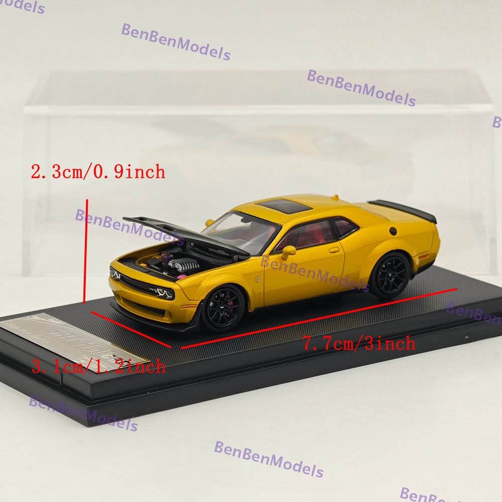 1:64 SH Dodge SRT Hellcat Hood Opens Yellow Diecast Model Car Limited Collection