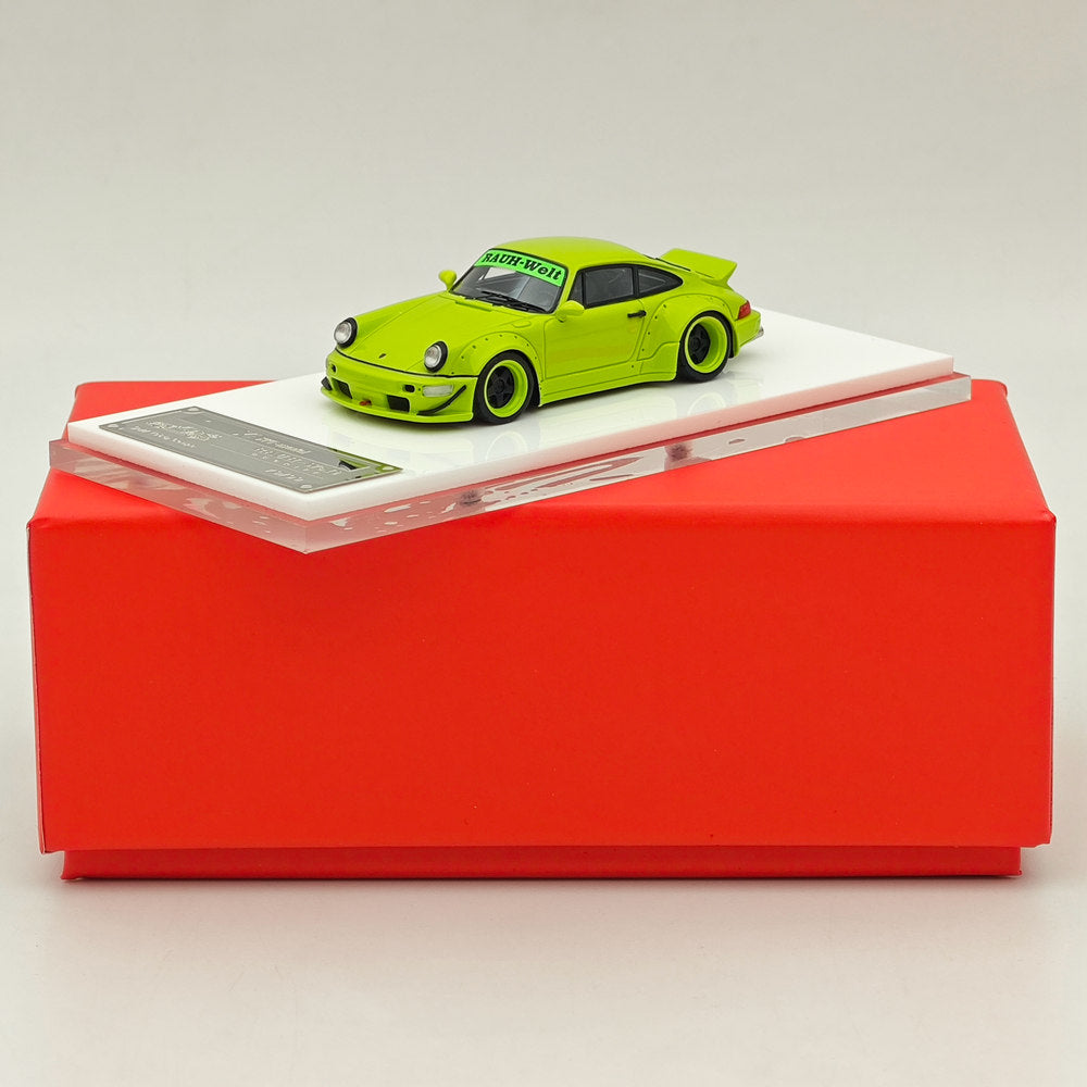 XKE Porsche 1/64 RWB rauh-welt BEGRIFF, modèles de voiture en résine vert pomme, collection limitée, cadeau automobile, 964