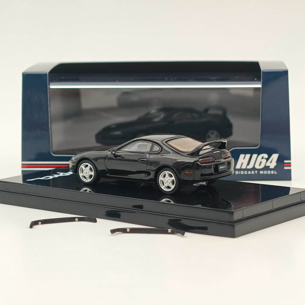 Hobby Japan 1/64 Toyota SUPRA RZ JZA80 avec pièces de spoiler actif Noir HJ642042BK Modèles moulés sous pression Collection de voitures