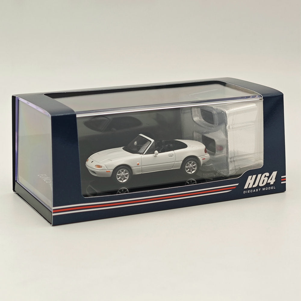 1/64 Hobby JAPAN Mazda EUNOS ROADSTER NA6CE AVEC COUVERCLE DE TONNEAU Blanc HJ642025AW Modèles moulés sous pression Voiture Collection limitée Auto Jouets Cadeau