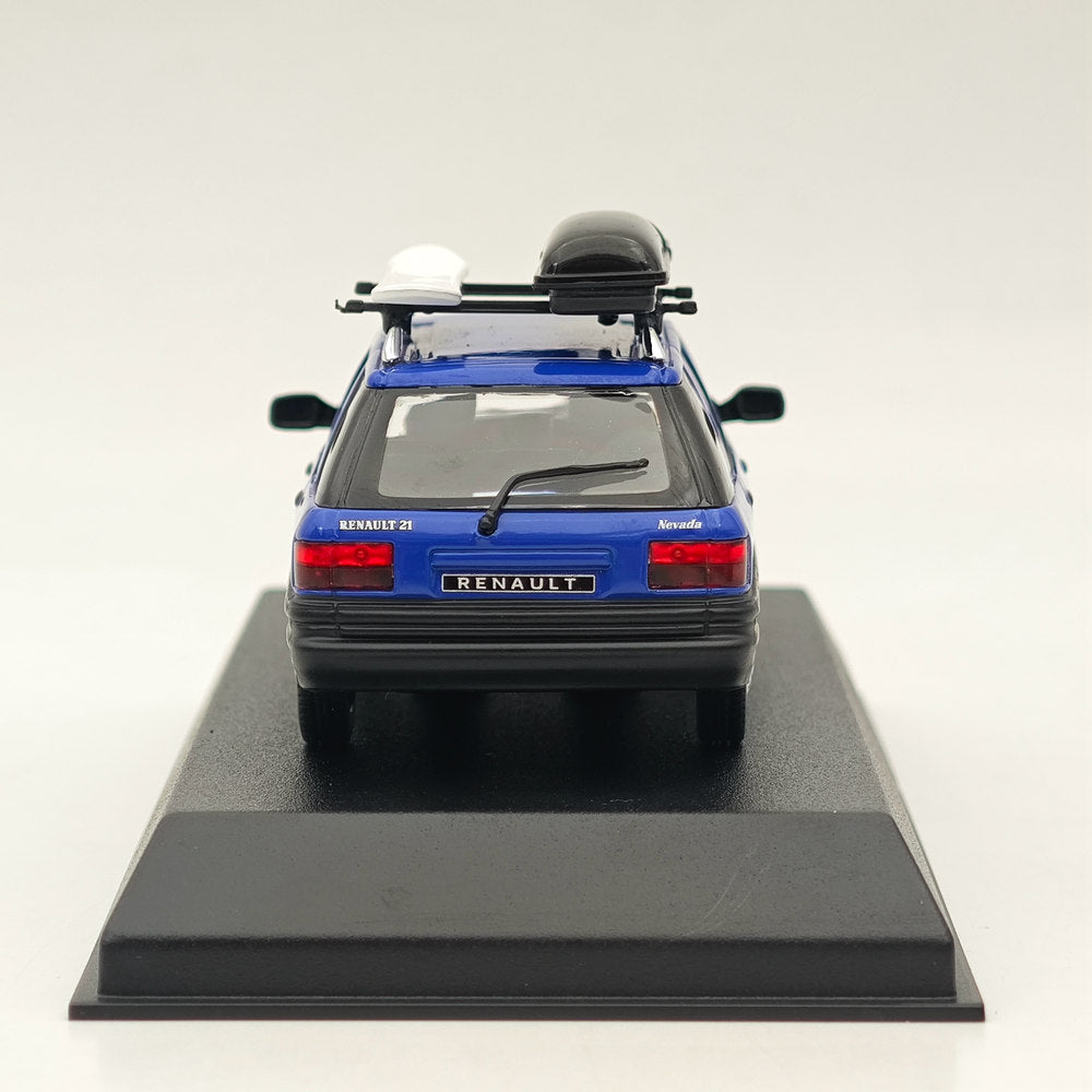 Modèle réduit de voiture moulée sous pression Norev Renault 21 Nevada 1989 avec accessoires, modèle bleu, 1/43