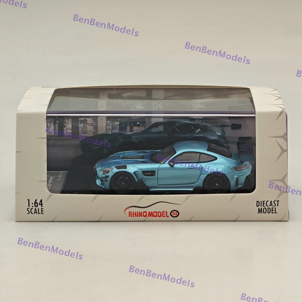 1:64 Rhino Model Mercedes AMG GTS Carbonerre Widebody Racing Sports Model Blue