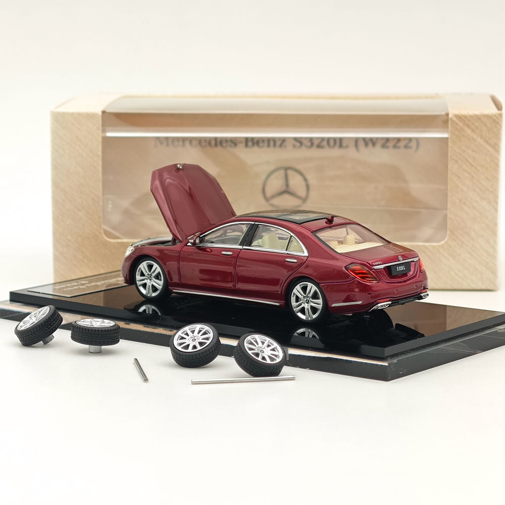 Voiture de sport en métal moulé sous pression rouge Mercedes-Benz S320L W222 Sedan 1/64 GLORY MODEL