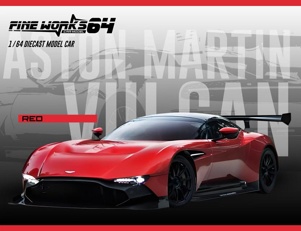 Fine Works64 1:64 Vulcan Diecast Model Car Opening Hood Metal Base & Rubber Tires Limited Edition 999 Units (Available in Martini Green/Matte Black/Metallic Red/Pearl White)