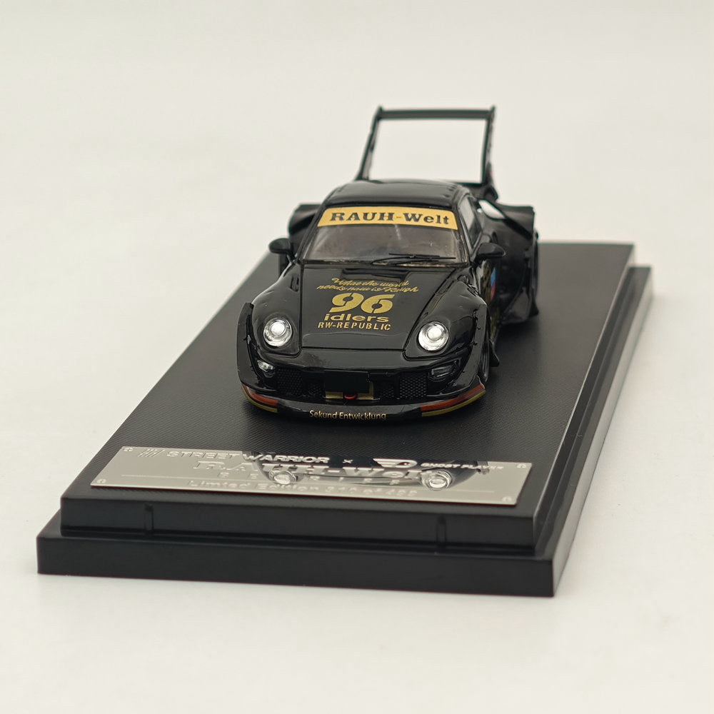 1:64 Street WARRIOR SW PORSCHE RWB 993 CHARLENE HIGH TAIL WING #96 Black Diecast