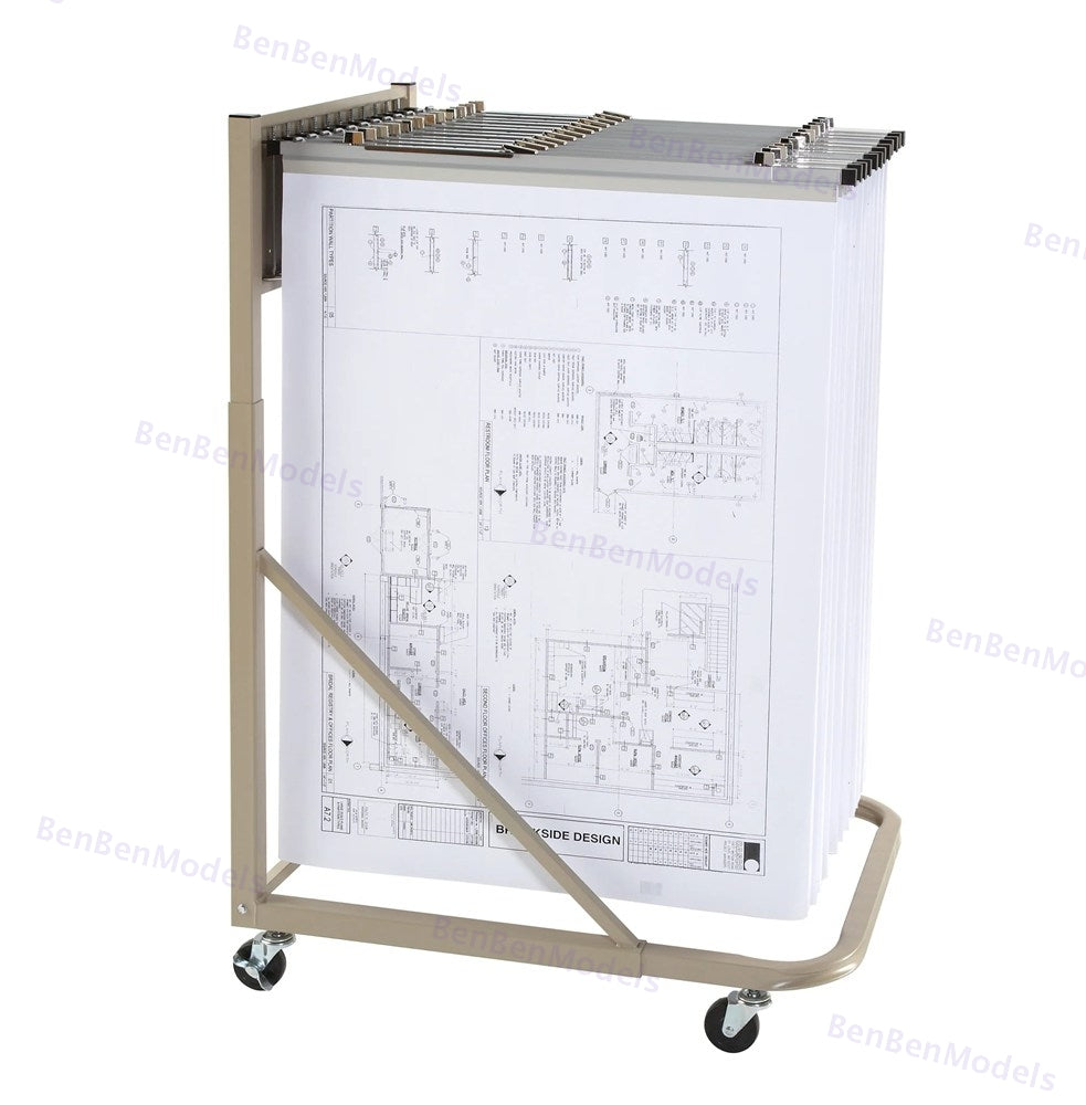 Heavy Duty Mobile Blueprint Storage Rack MRWH - 12 Pivot Brackets, Locking Casters, Adjustable --US in stocks
