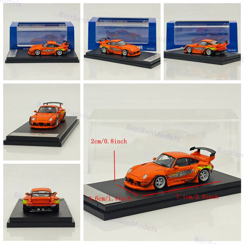1/64 SW Porsche RWB 993 RAUH-Welt Orange Speed and Furious Diecast Metal Car