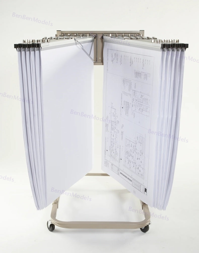 Heavy Duty Mobile Blueprint Storage Rack MRWH - 12 Pivot Brackets, Locking Casters, Adjustable --US in stocks