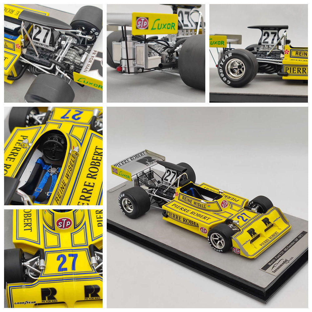 1/18 Tecno March Ford 731 NQ GP de Suède 1973 n° 27 Reine Wisell's TM18-289C Modèle réduit de voiture en résine jaune Collection limitée