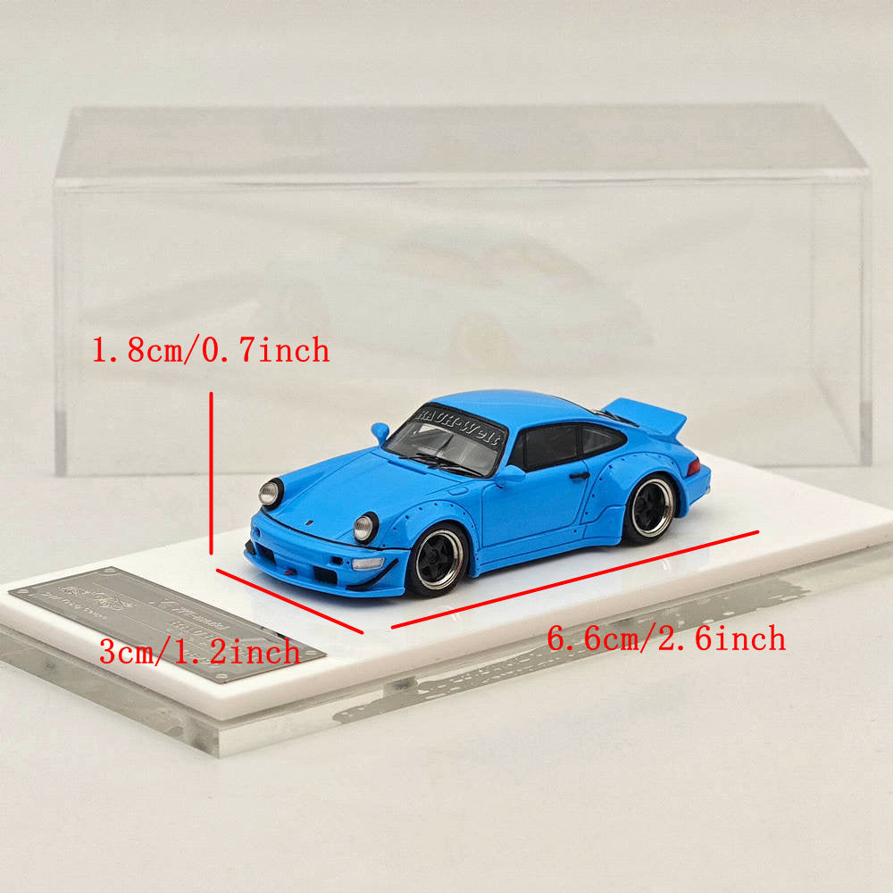 XKE 1/64 Porsche 964 RWB rauh-welt BEGRIFF, modèles de voiture en résine bleue, collection limitée, cadeau automobile