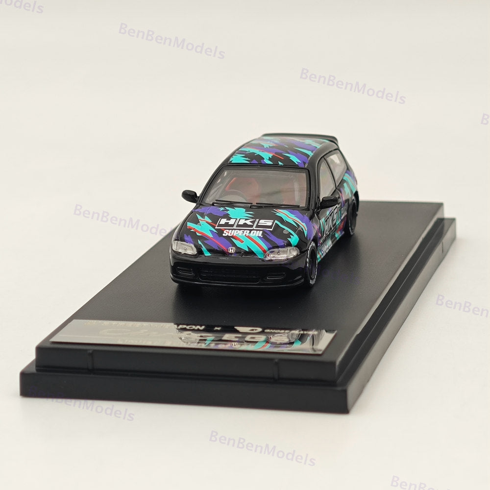 1:64 SW Civic EG6 HKS Limited 499pcs Diecast Models Car Limited Collection Gifts
