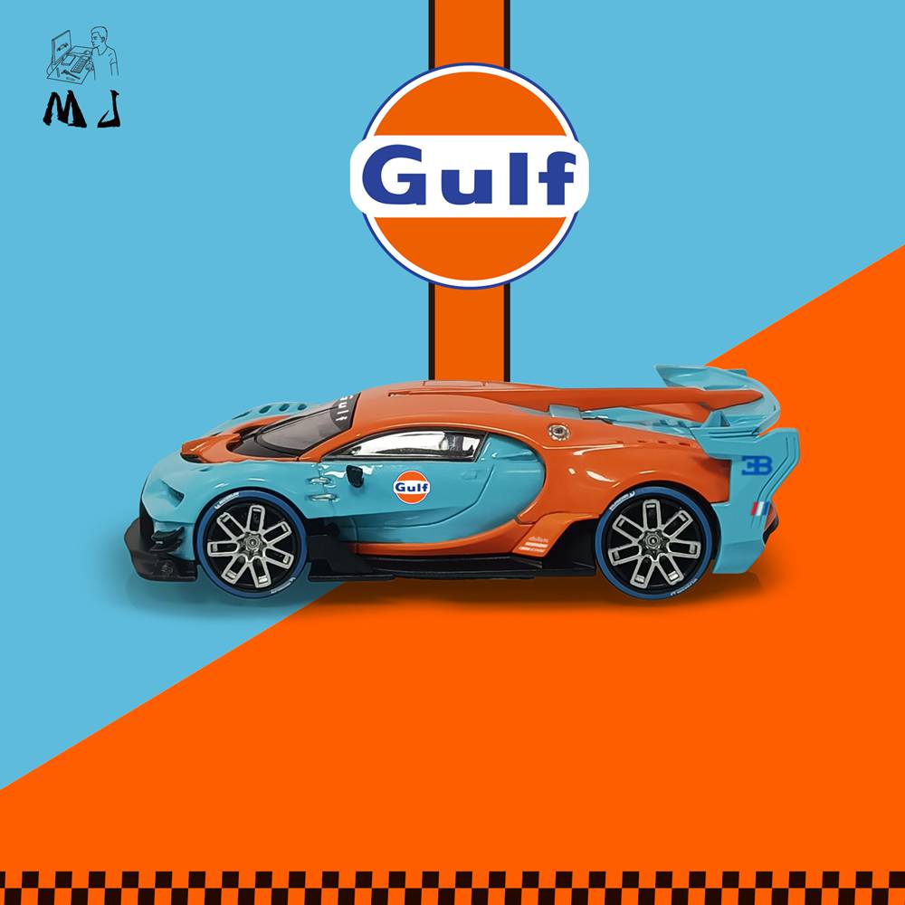 Bugatti Vision GT Gulf Miniature Diecast Toys 1:64 Modèles de voitures Collection Cadeaux Édition limitée