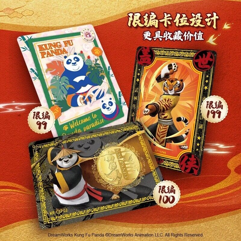 Cartes amusantes Kung Fu Panda, cartes authentiques en papier, collection, boîte de 10 films, nouveauté