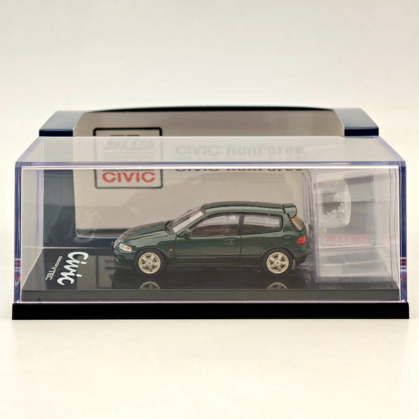 Hobby Japan 1/64 Honda CIVIC (EG6) Sir-S With Engine Display Model Lausanne Green (P) HJ641017SG Diecast Models Car Collection