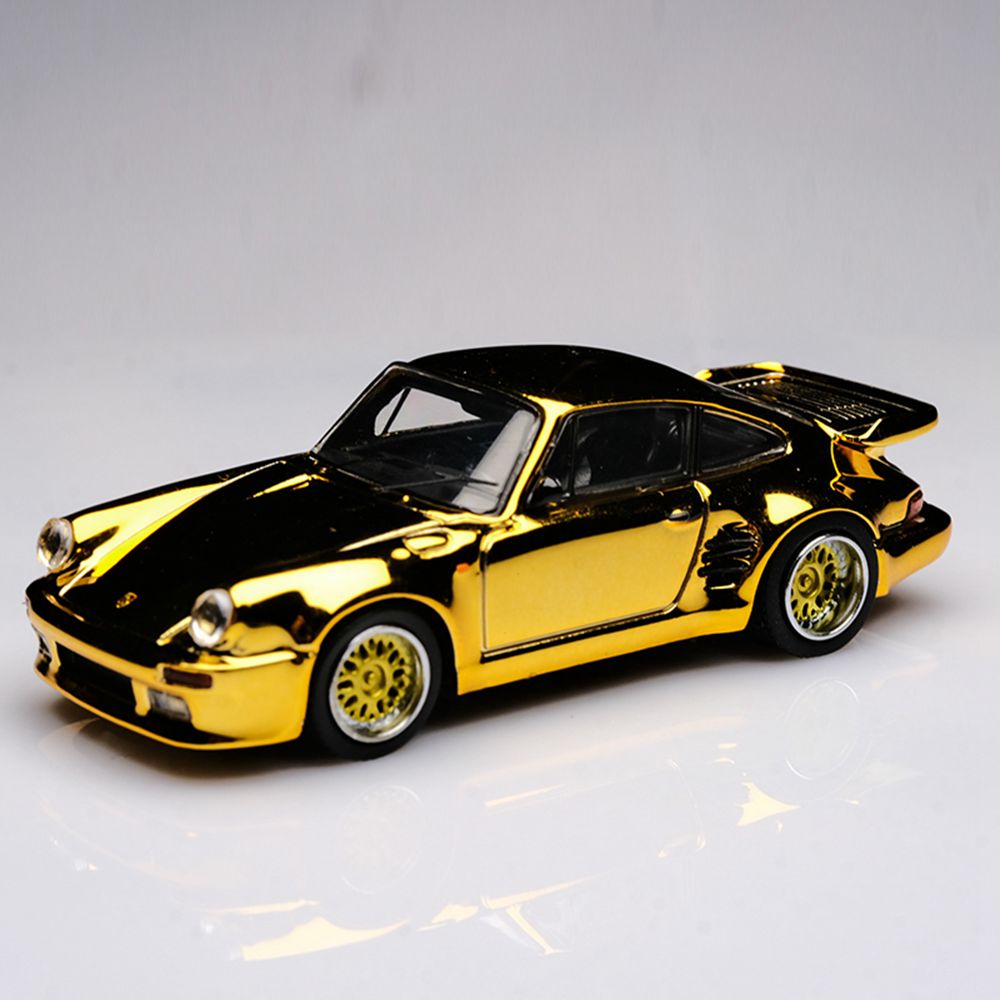 Master 1:64 Porsche 930 911 Turbo Black Bird Open Cover Engine Jouets moulés sous pression Modèles de voitures Collection Cadeaux
