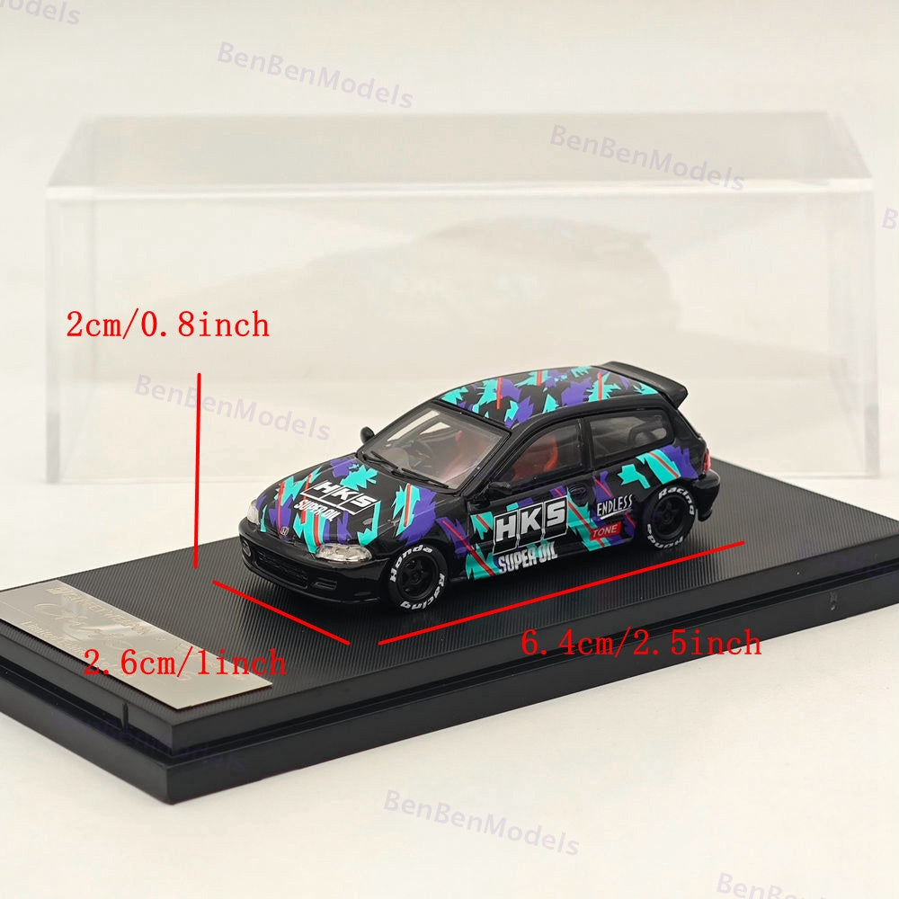 1:64 SW Civic EG6 HKS Limited 499pcs Diecast Models Car Limited Collection Gifts