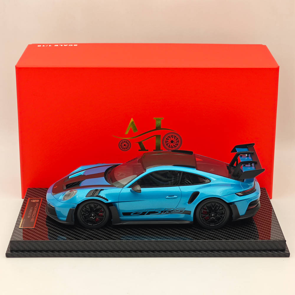 Modèle de voiture de collection de haute qualité en résine AI MODEL 1/18 Porsche 992 GT3 RS LCE SILVER BLUE