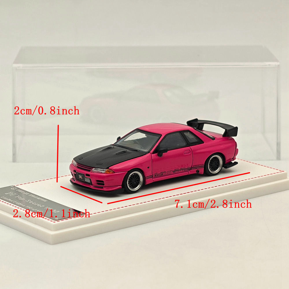 FH 1/64 Nissan Skyline GT-R VR32 Top Secret Carbon Hood Pink Diecast Model Car