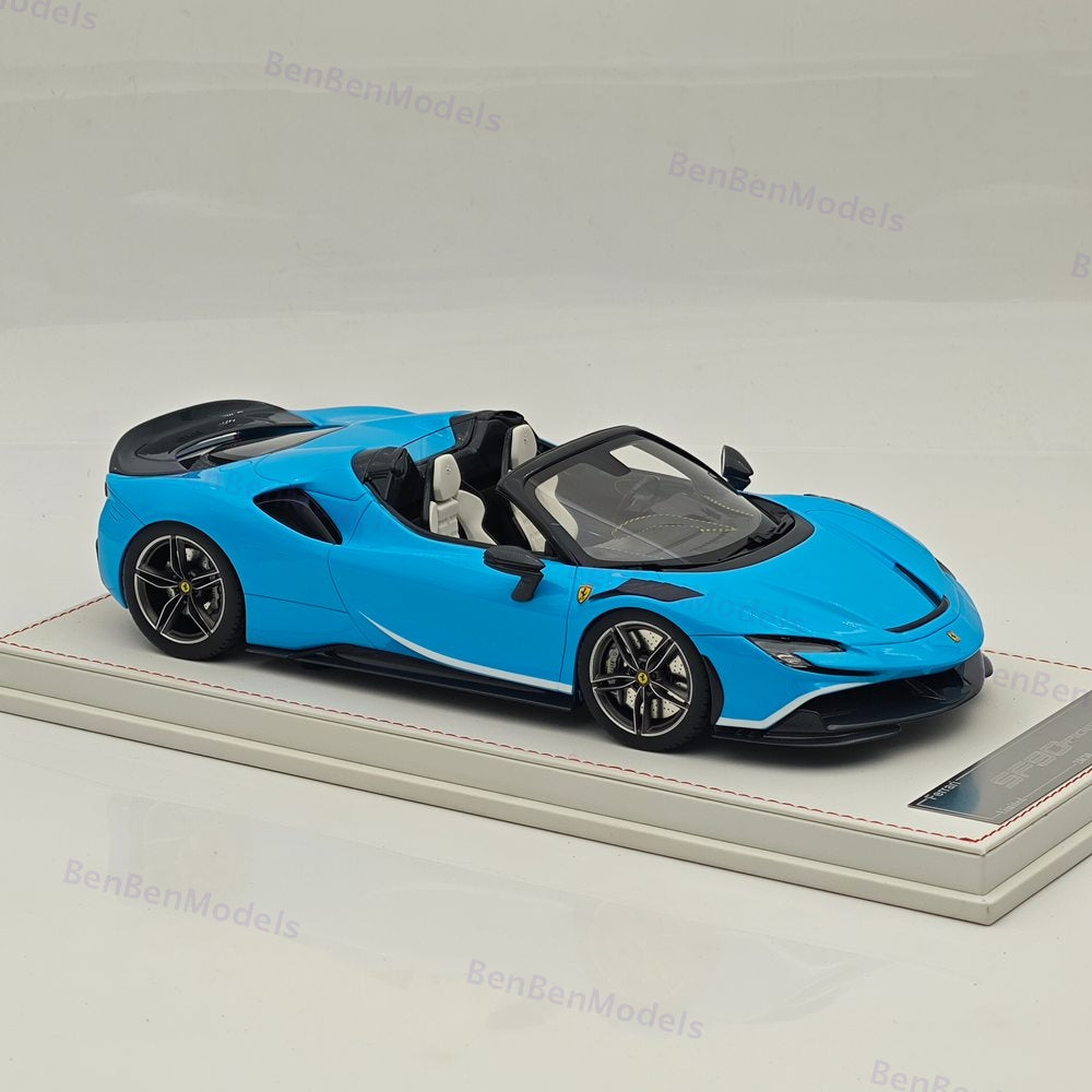 CE 1/18 Ferrari SF90 Spider Supercar Car Blue Resin Model Limited Collection