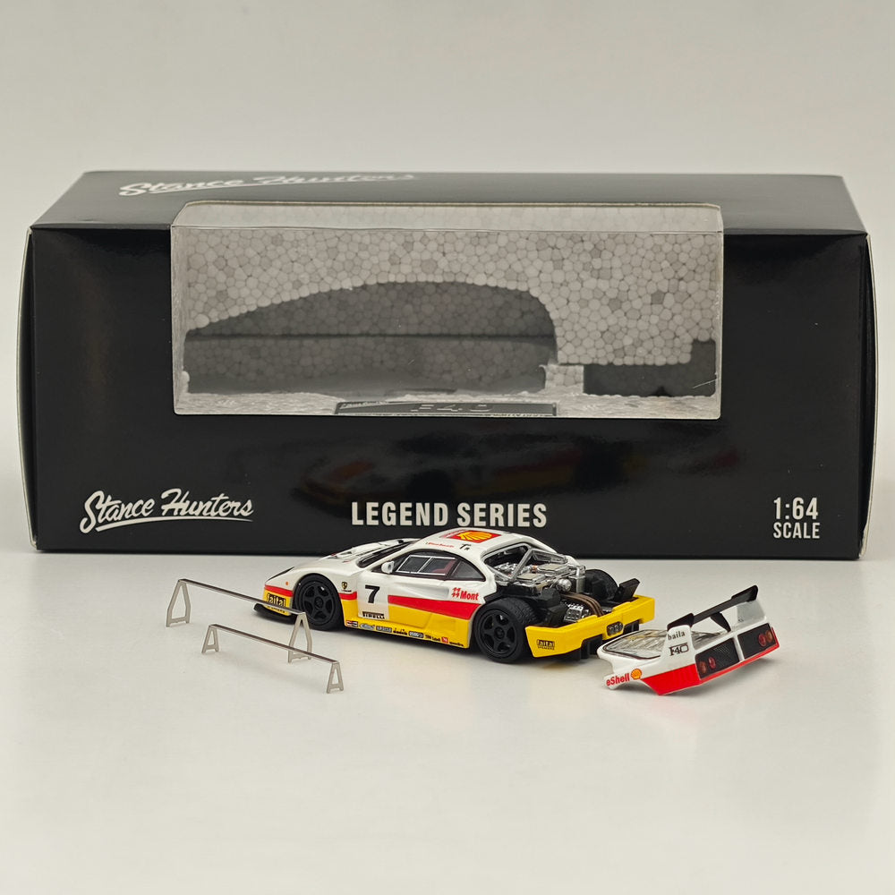 1/64 SH Ferrari F40 LM #7 Racing Sports Model Legend Series Hayon ouvert Blanc