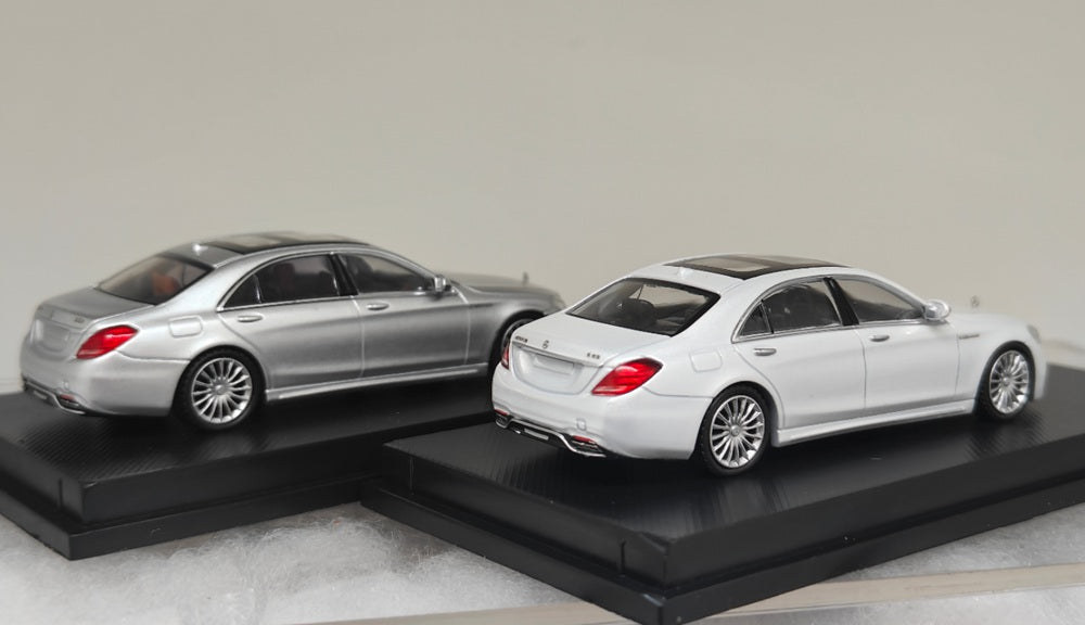 MJ 1:64 Mercedes Benz S65 AMG W222 Diecast Toys Car Models Collection Gifts Limited Edition White/Silver
