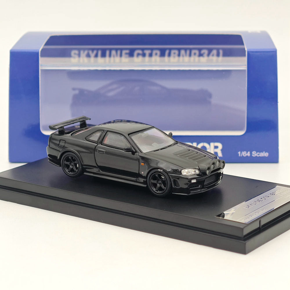 1/64 STREET WARRIOR Nissan Skyline GTR BNR-34 Z-Tune Black High REV Series Diecast Models Car Limited Collection