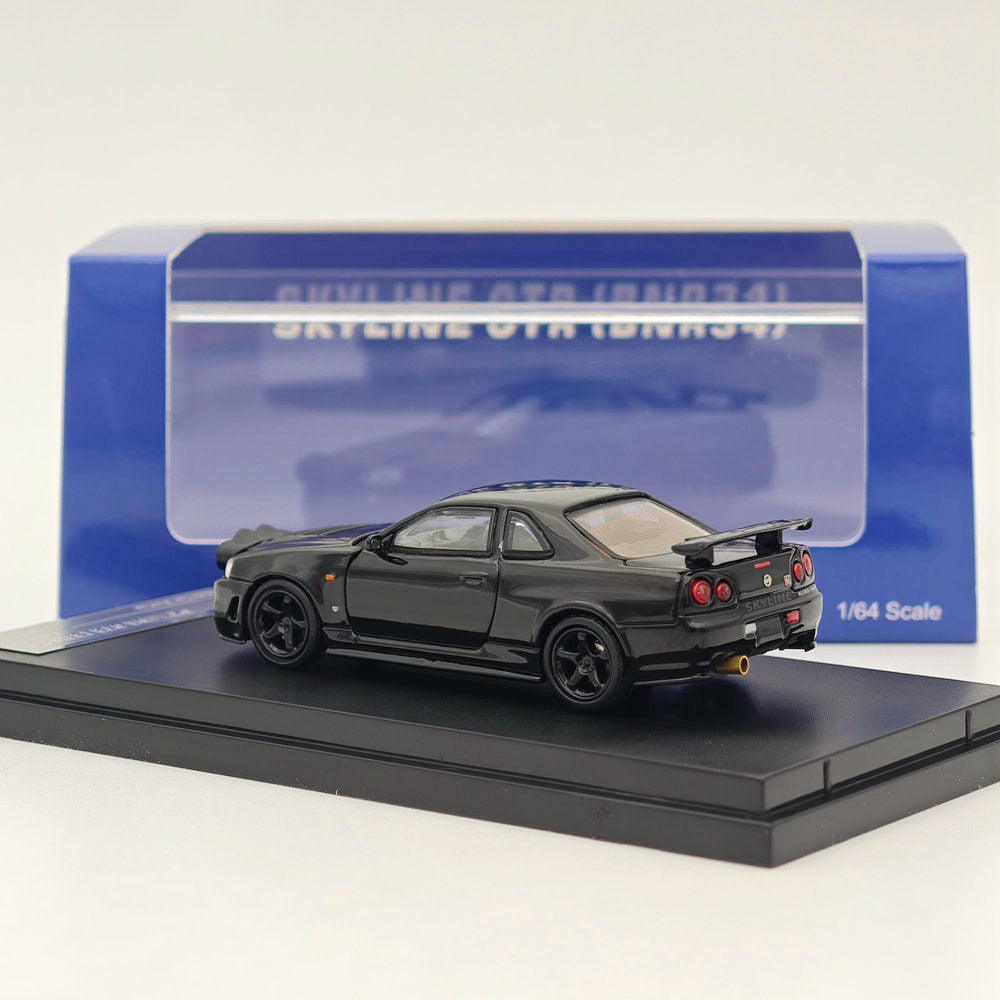 1/64 STREET WARRIOR Nissan Skyline GTR BNR-34 Z-Tune Black High REV Series Diecast Models Car Limited Collection