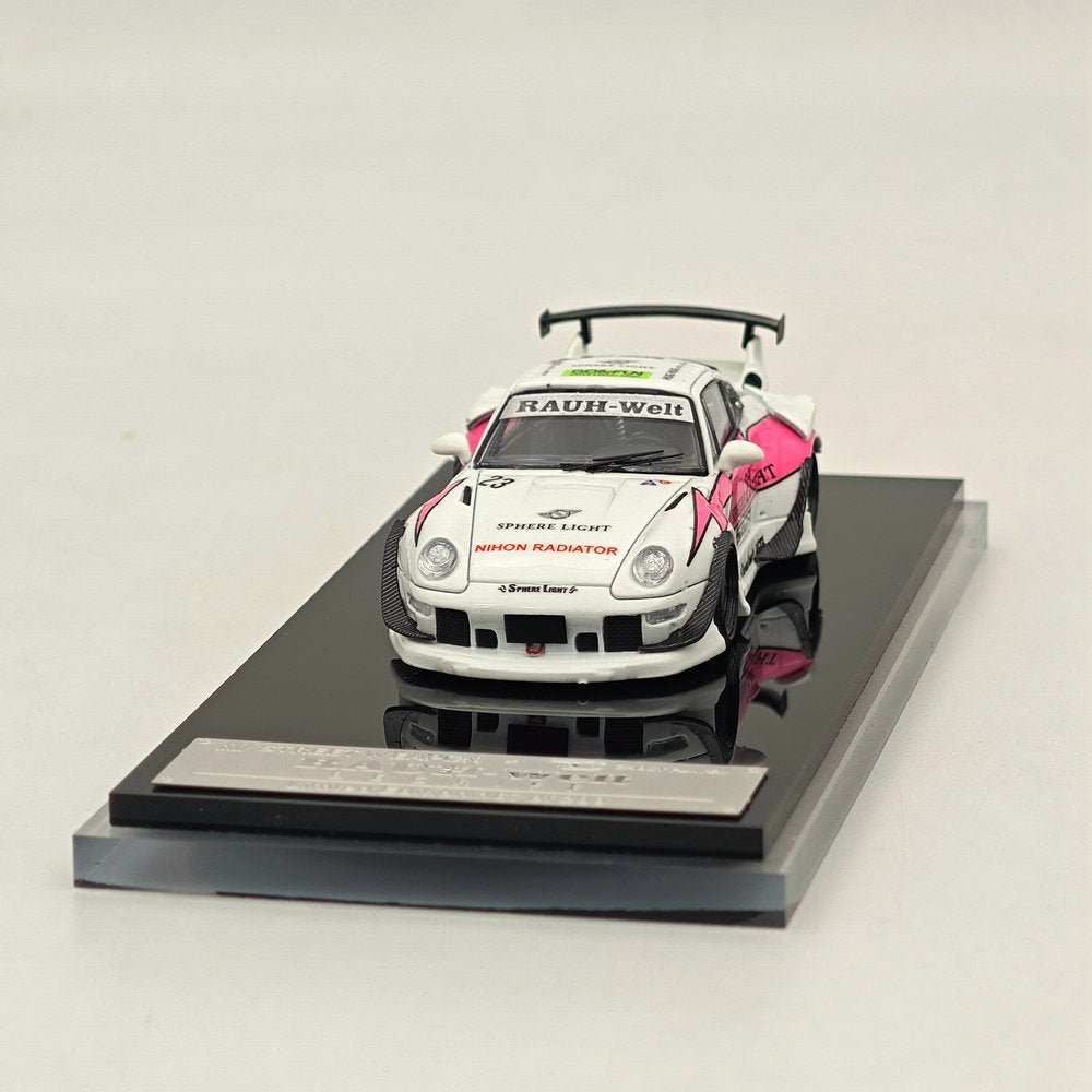 Modèle réduit de voiture moulé sous pression SW RWB 993 Rauh-Welt Modified Pink #23 Short Wing Limited au 1/64