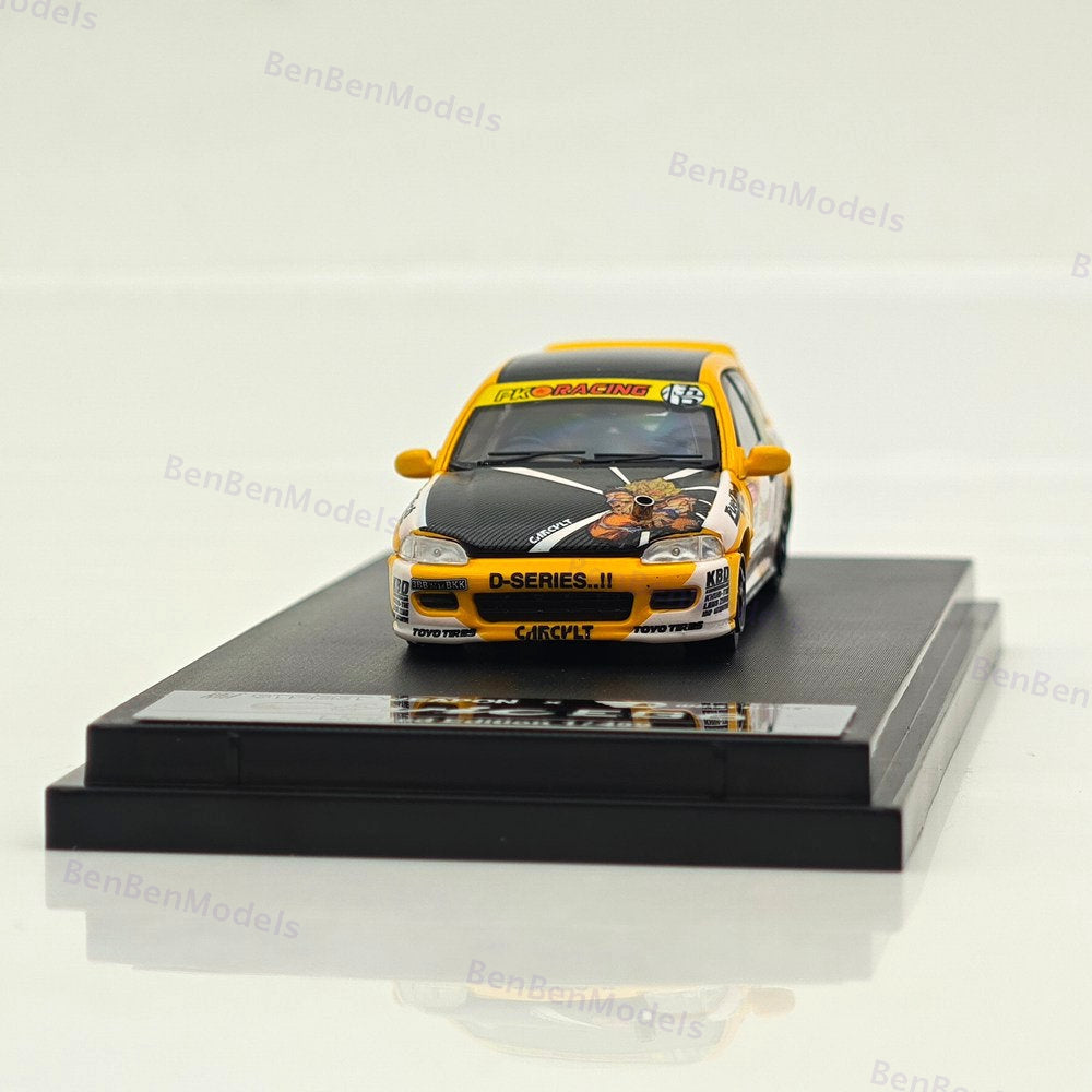1:64 SW Civic EG6 Sir Dragon Ball Hatchback Sports Model Diecast Metal Car Gifts
