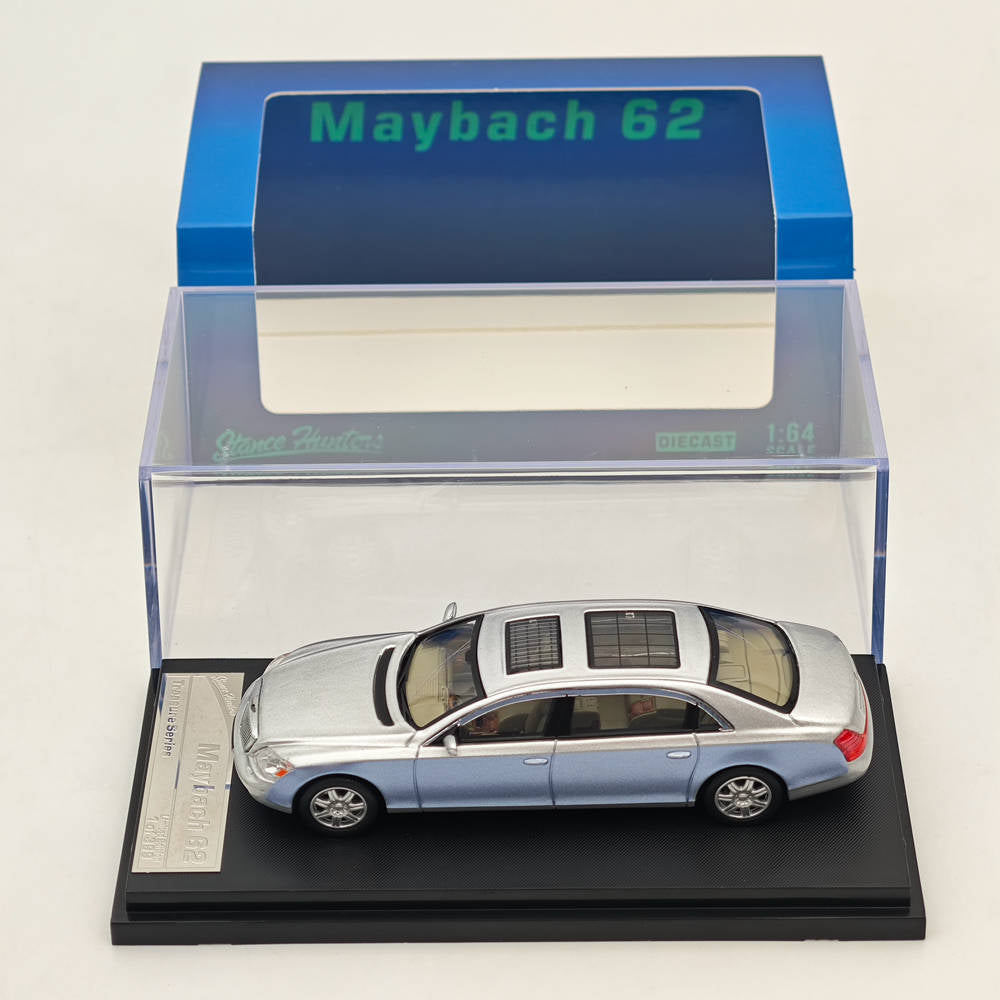 Modèle réduit de voiture moulé sous pression Mercedes Benz Maybach 62 SH 1/64 de Stance Hunters, collection argent