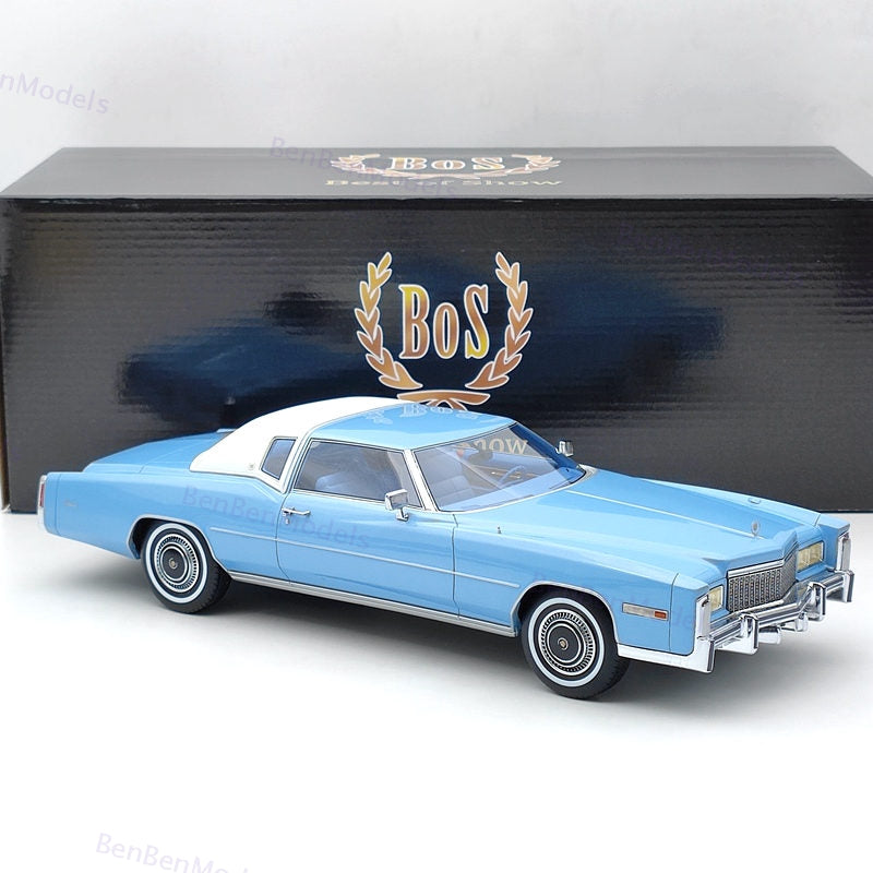 BOS 1:18 Cadillac Eldorado Coupe Blue 1976 BOS328 Resin Model Limited Collection