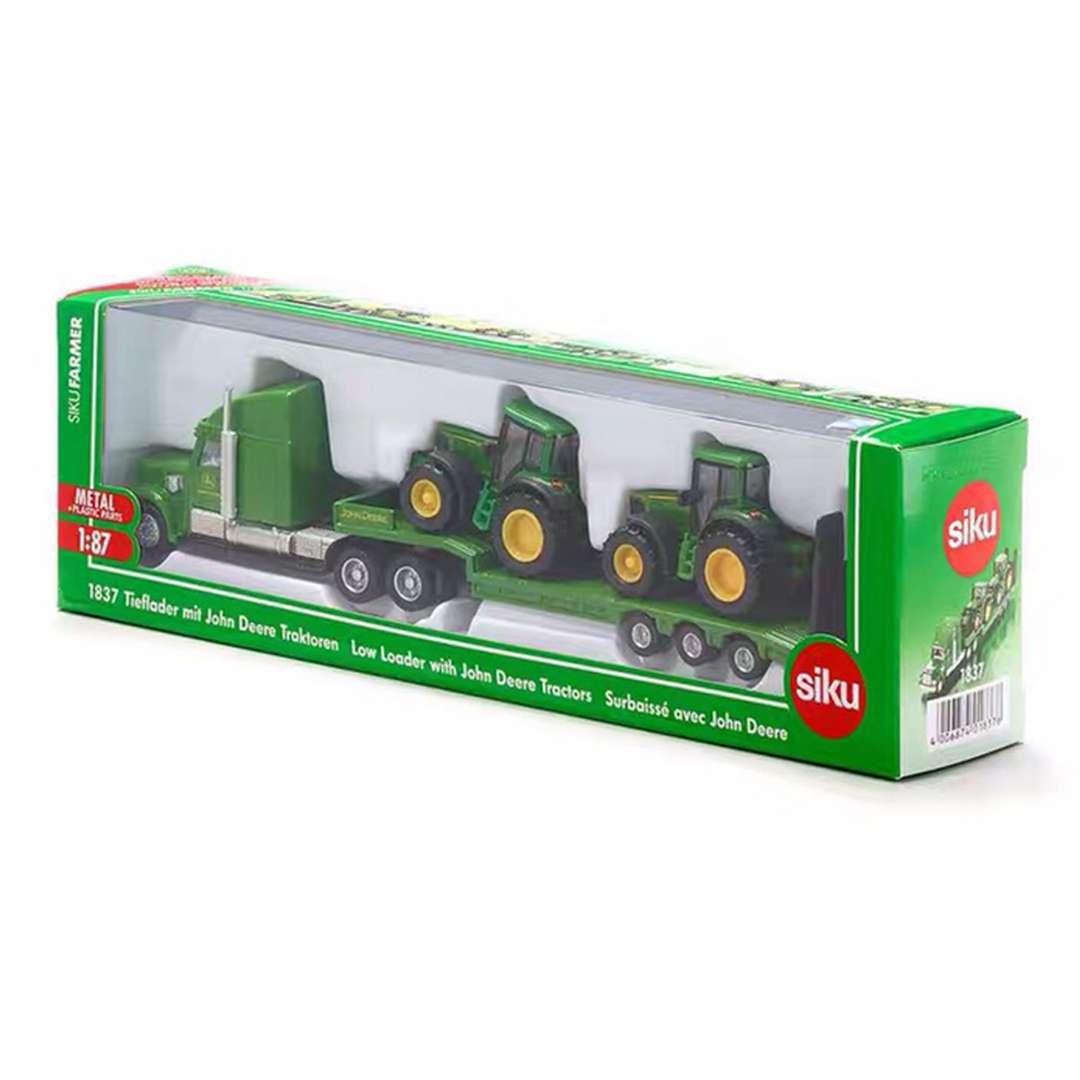 1:87 Siku 1837/1805 Farmer Low Loader With 2 John Deere Tractors Truck New Holland Trailer Diecast Toys Cars Models Hobbies Collection Gifts