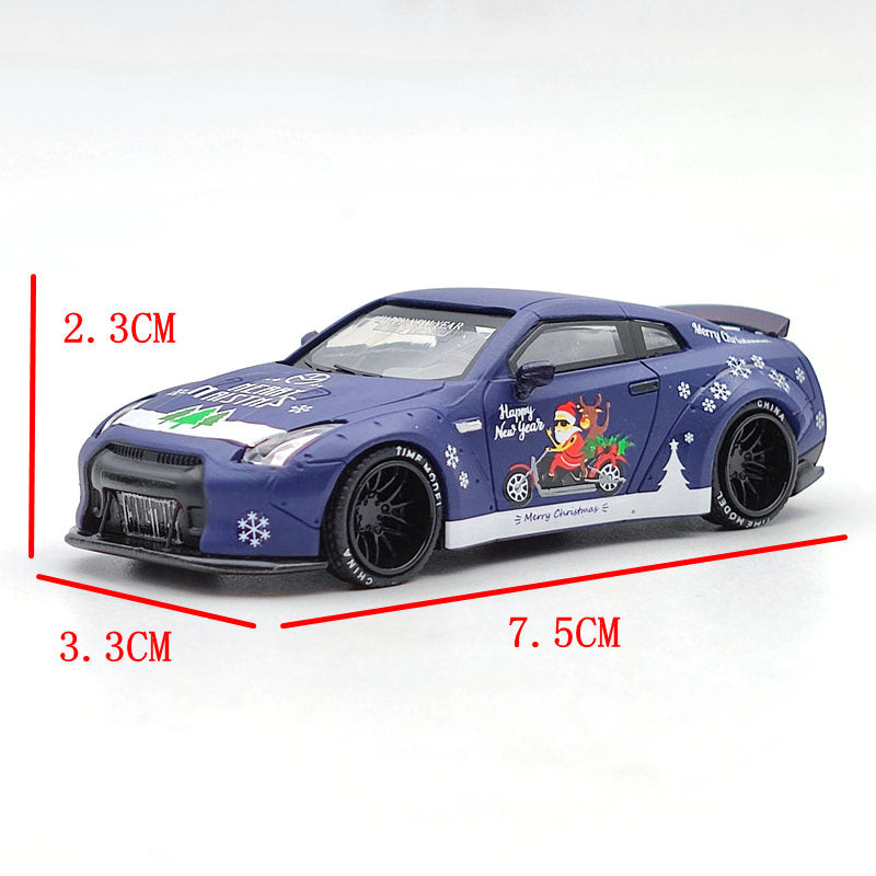 TIME MODEL 1:64 Nissan GTR R35 Christmas Diecast Toys Car Models Alloy Automobile Collection Purple New Year's Gifts