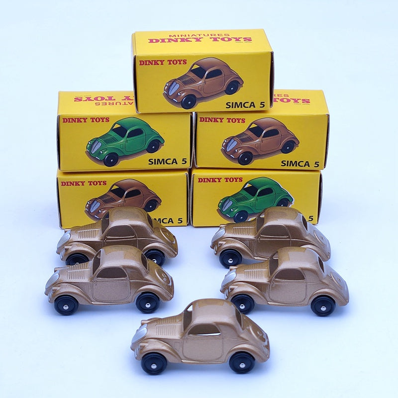 Lot de 5 modèles de voitures moulées sous pression DeAgostini 1:43 Dinky Toys 35A Simca 5 marron