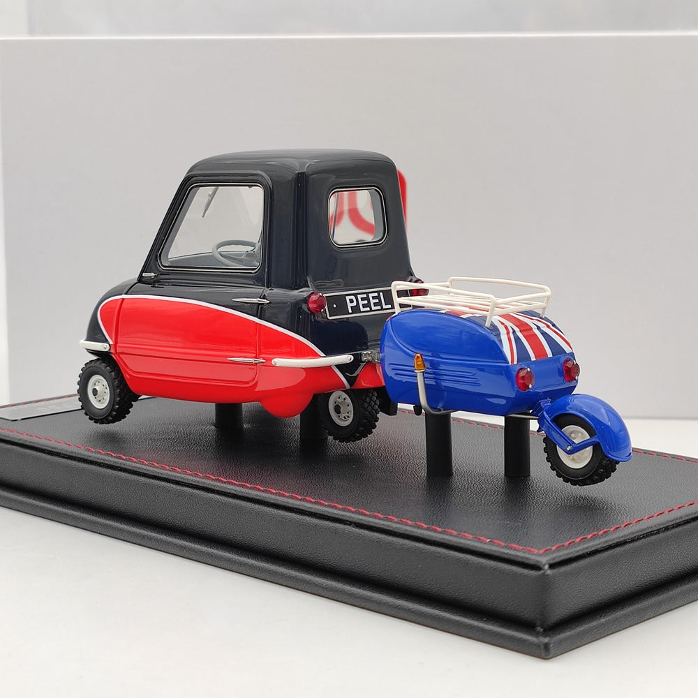 Super Unit Model 1/18 PEEL P50 avec remorque Pav 1964 Voiture en résine Limited Noir/Rouge Jouet Cadeau