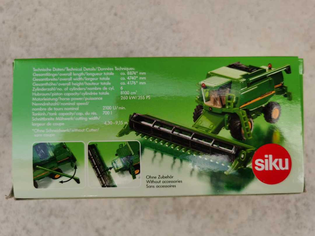 1:87 Siku 1876 Farmer John Deere T670i Mahdrescher Combine Harvester Moissonneuse-Batteuse Diecast Toys Models Gifts