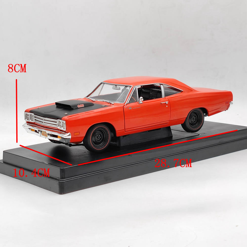 1:18 SUPERCAR Plymouth Roadrunner 1969 1/2 440 6BBL Diecast Model Edition Orange Toy Car Gift